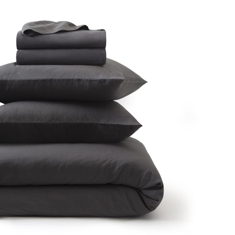 linen bamboo bedding bundle coal