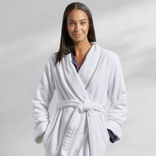 turkish cotton piped robe grey 2