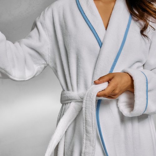 turkish piped bathrobe cornflower blue 01